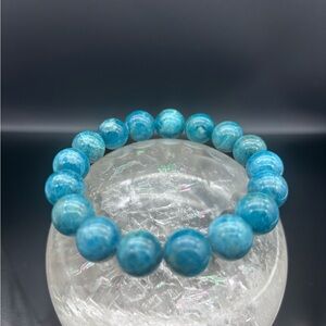 Crystal blue Apatite Bracelet healing 12mm 16.5cm